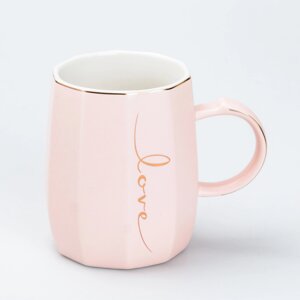 Чашка керамічна для чаю та кави 400 мл Love Рожева