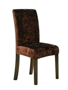 Коричневий Чохол на стілець зі спинкою універсальний натяжний велюр домашній текстиль