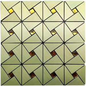 Самоклейна алюмінієва плитка зелене золото зі стразами 300х300х3мм SW-00001172 (D)
