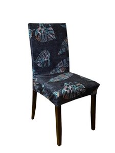 Текстильний чохол на стілець зі спинкою універсальний натяжний малюнок Абстракція Лист